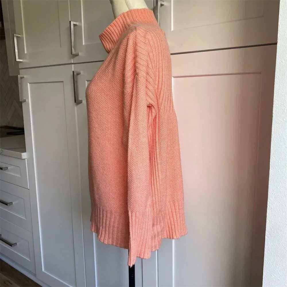 Anthropologie Angel of the North Women's Coral Peach Ribbed Pullover Sweater S - Image 3