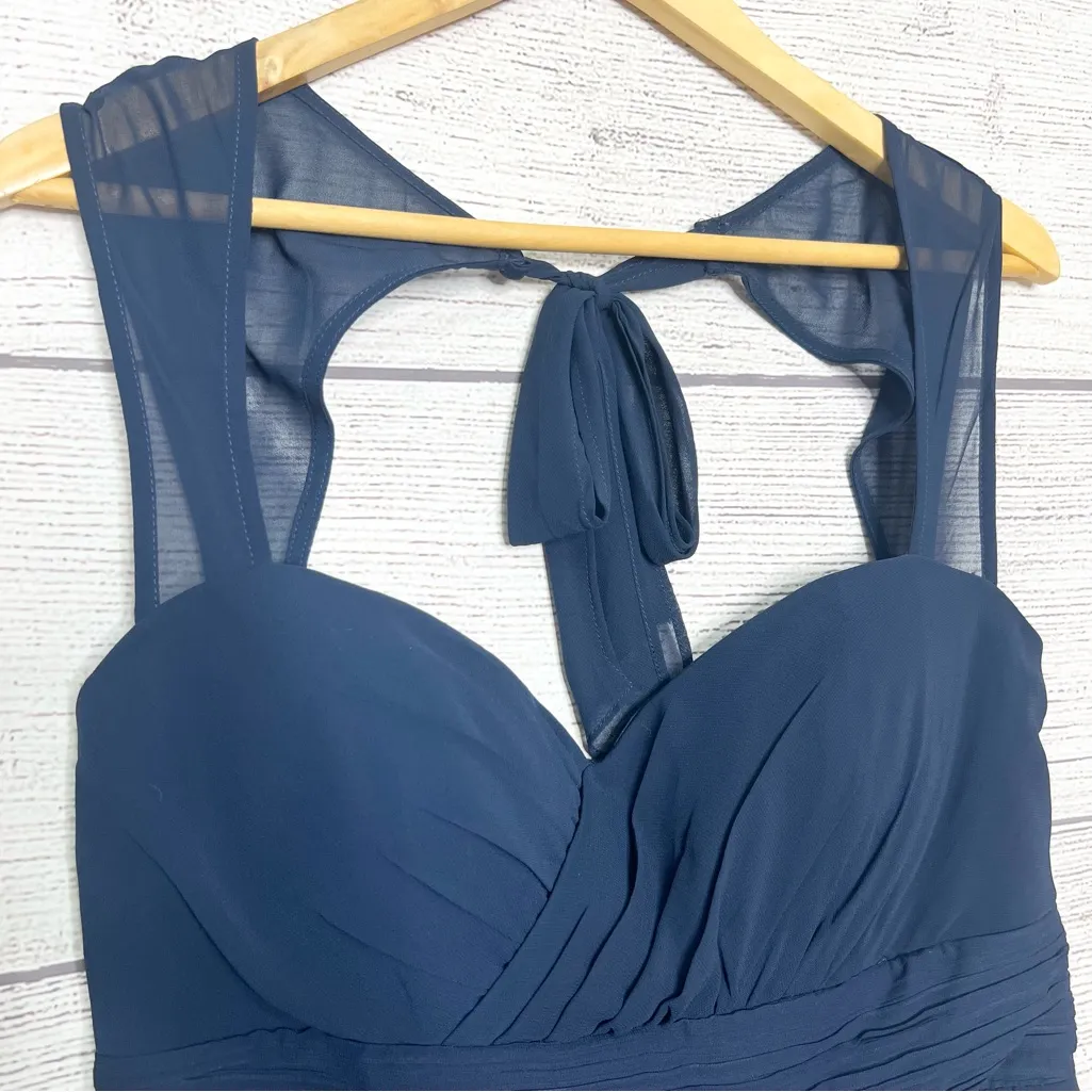 NWT Samantha Paige Navy Blue Chiffon Sweetheart Neck Formal Evening Gown Size 12 - Image 5