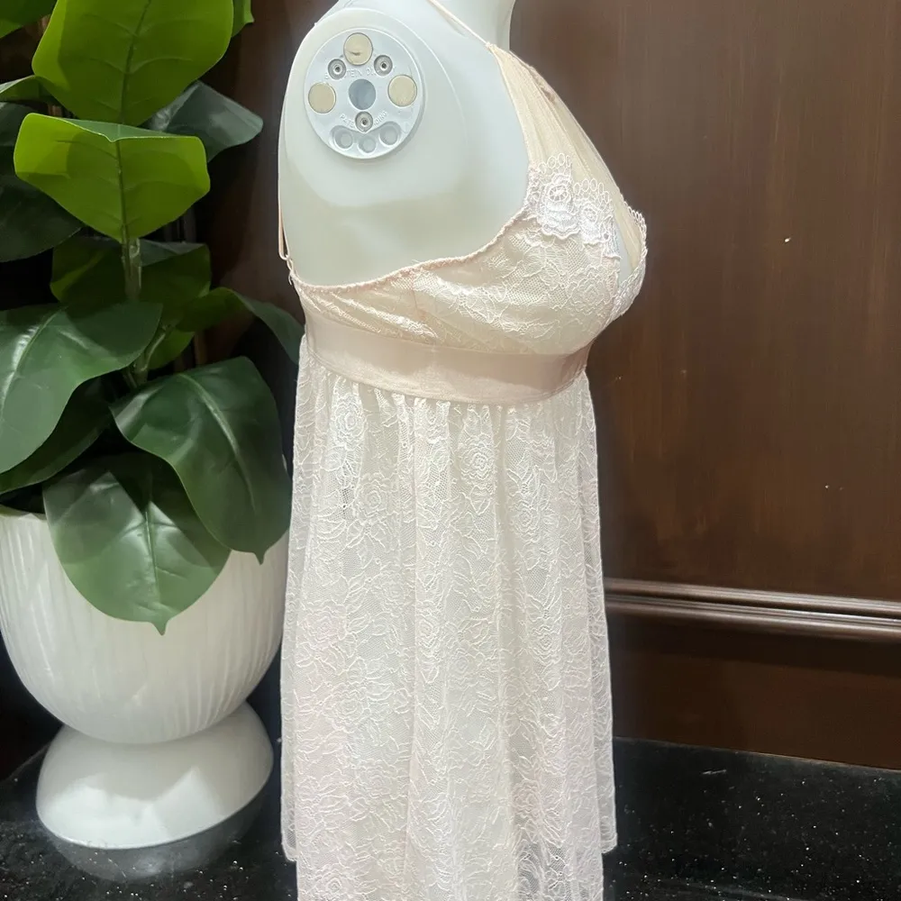 Cinema Seductive light pink sheer lace babydoll nighty vintage Size M - Image 2