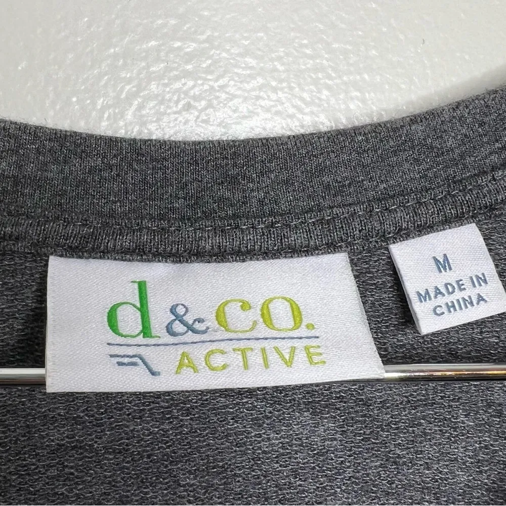 Denim & Co Active Gray French Terry Dress Woman’s size Medium Pockets V Neck - Image 4