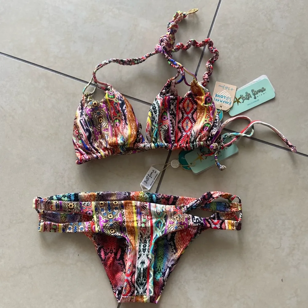 NWT LULI FAMA Rainbow Handmade Bikini - Image 2