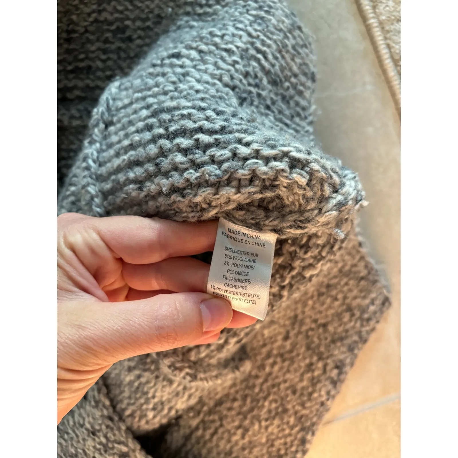 Theory Wool Sweater Womens Petite Gray Short Sleeve Chunky Cashmere Y2K Preppy - Image 3