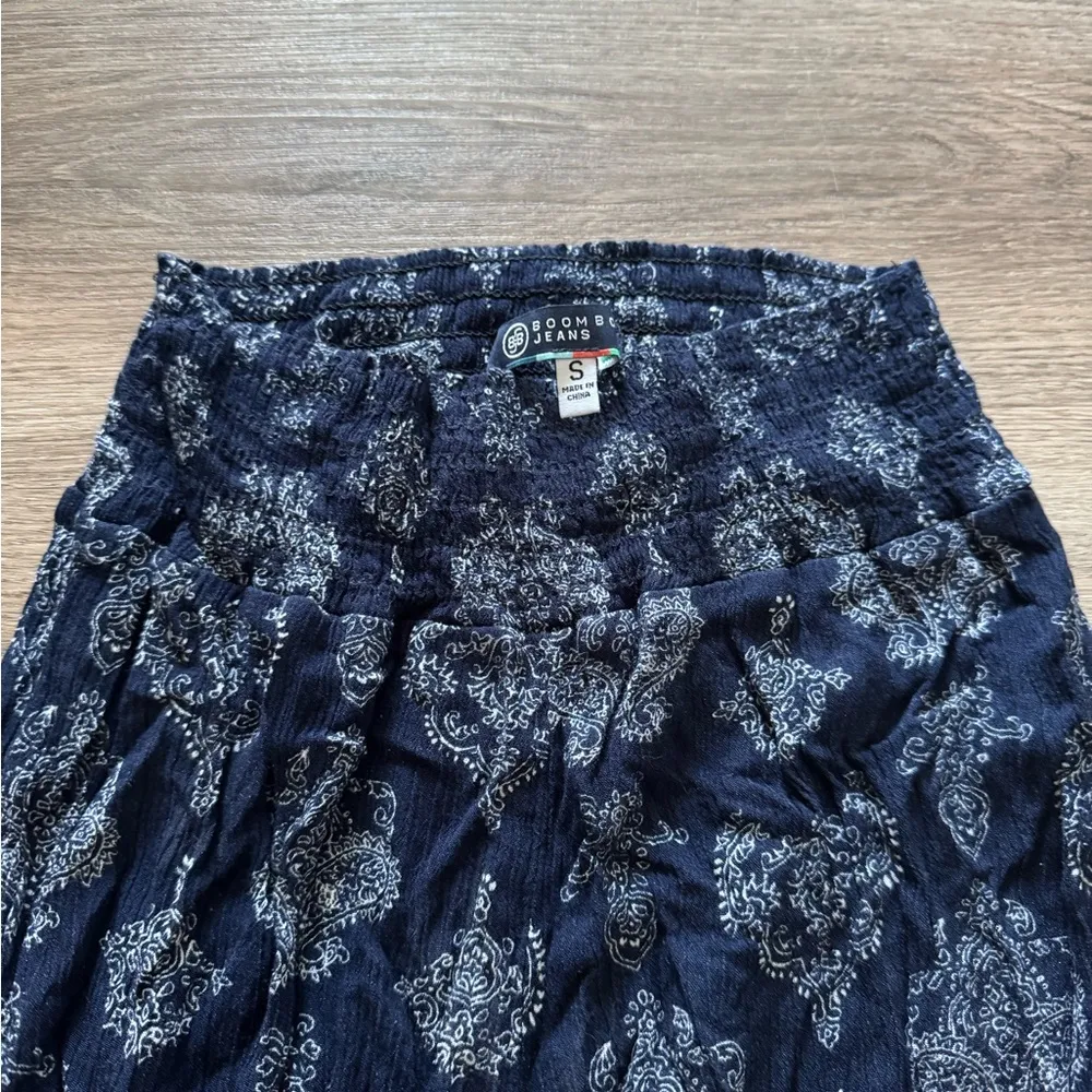 Boom Boom Jeans  Patterned Navy Blue Flare Wide Pants - Image 2