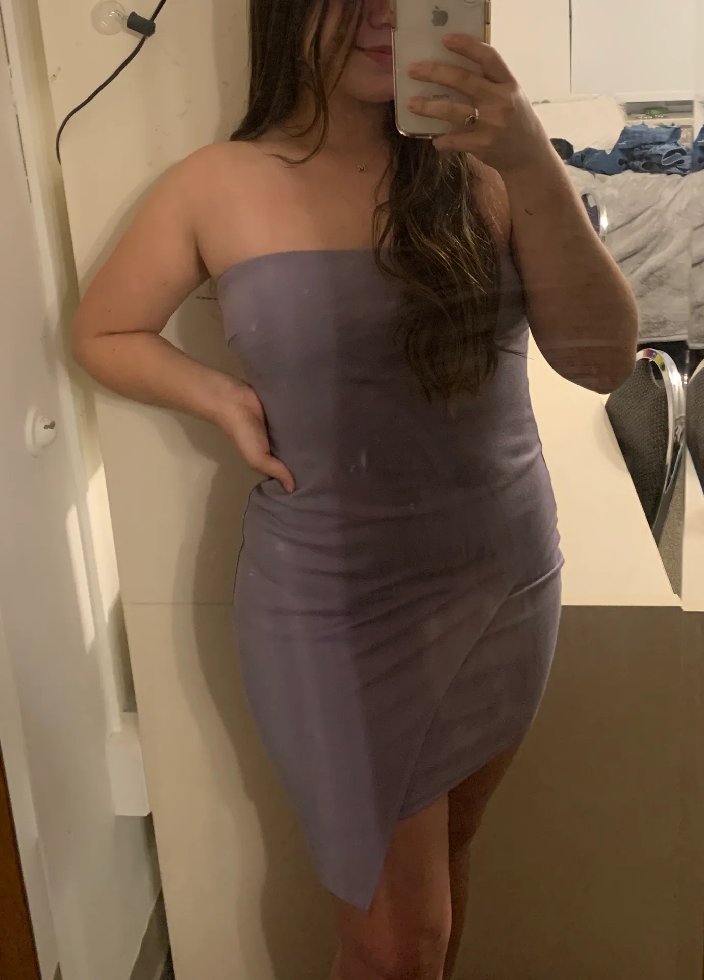 Lavender Strapless Dress Purple - Image 2