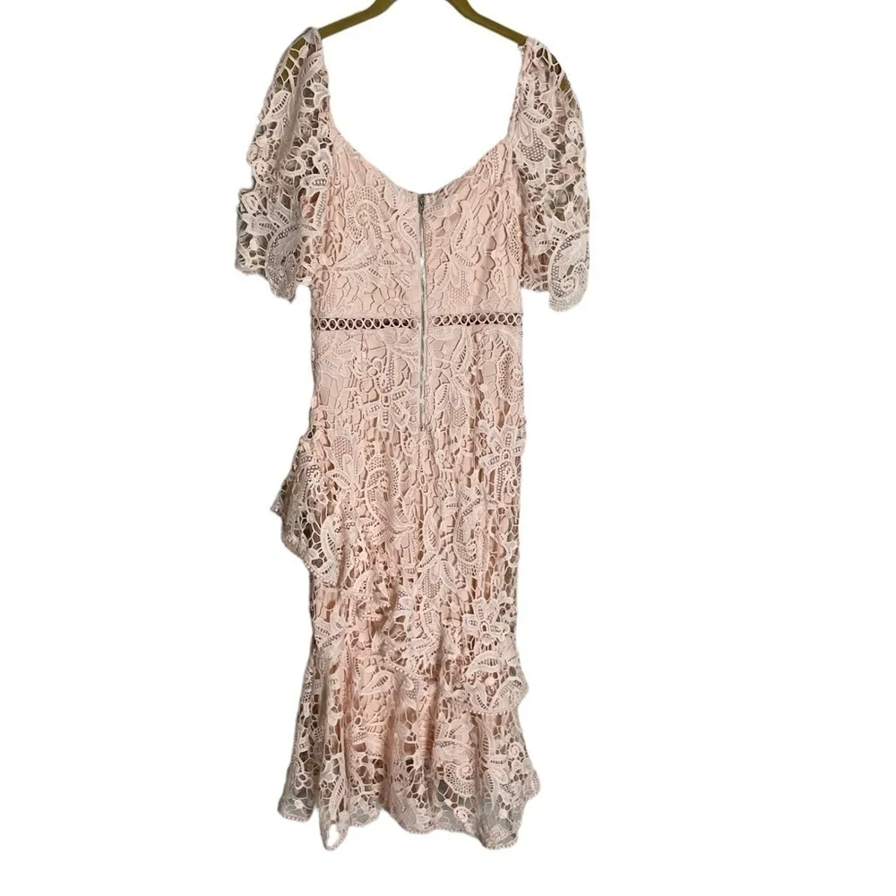 Lulus Light Pink Lace Formal Midi Dress Small - Image 4