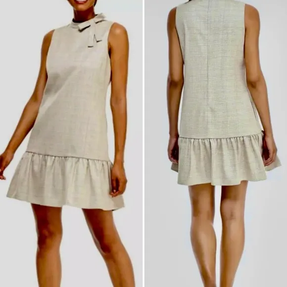 GAL MEETS GLAM Philippa Bow Neck Femme Plaid Drop Waist Flounce Dress Sz 4🧡 - Image 2