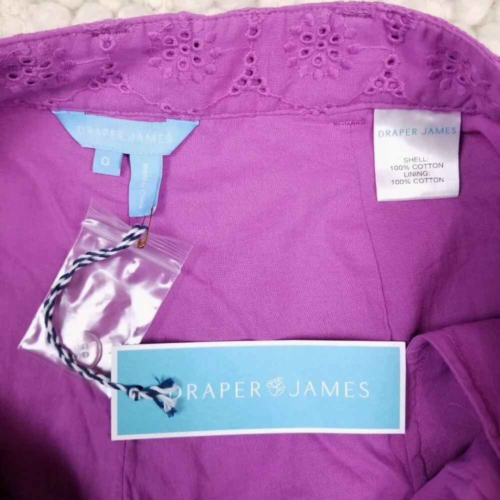 NWT Draper James Woven Shorts Eyelet Purple Sz 0 - Image 3