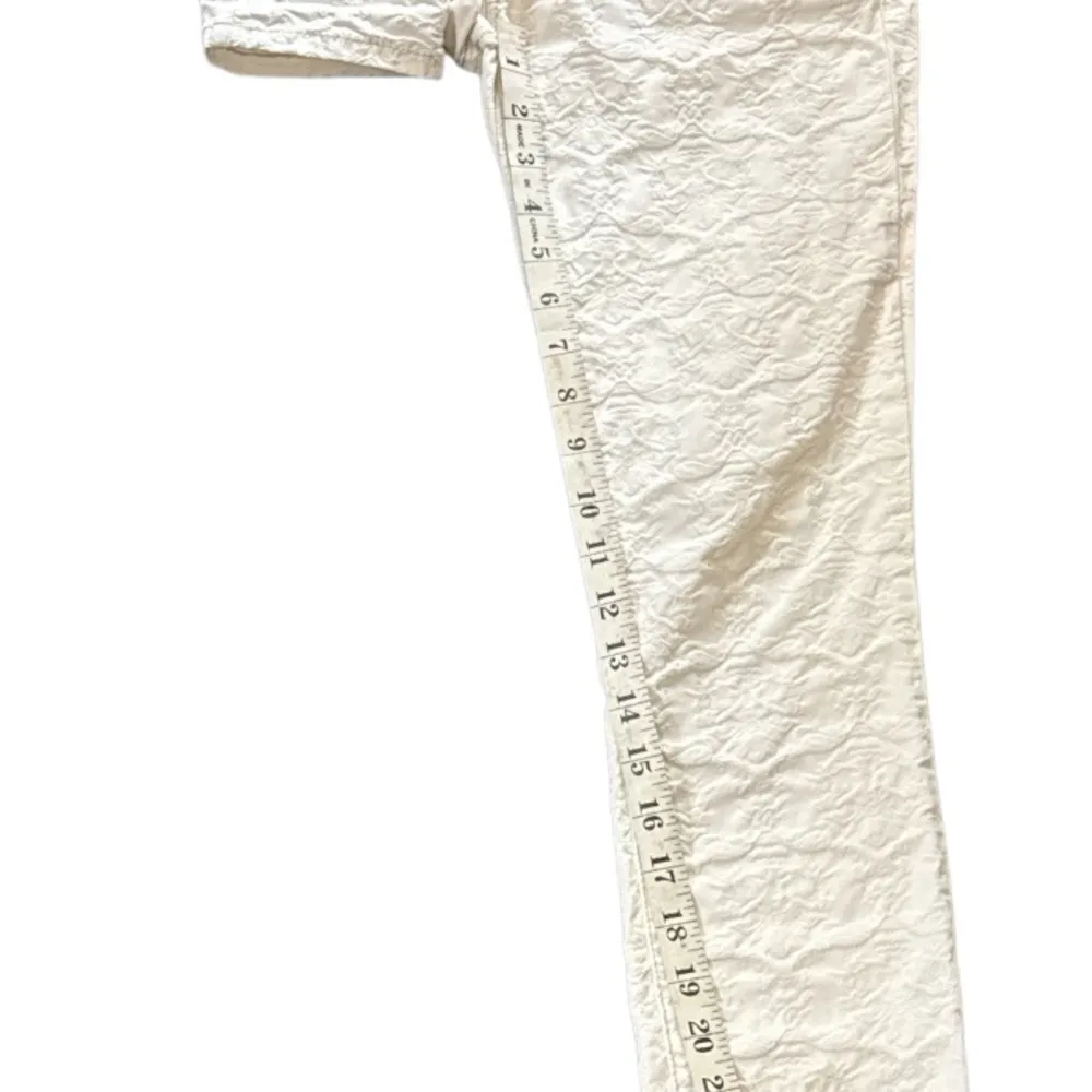 Free People Skinny cream ivory Jeans embossed damask - Image 3