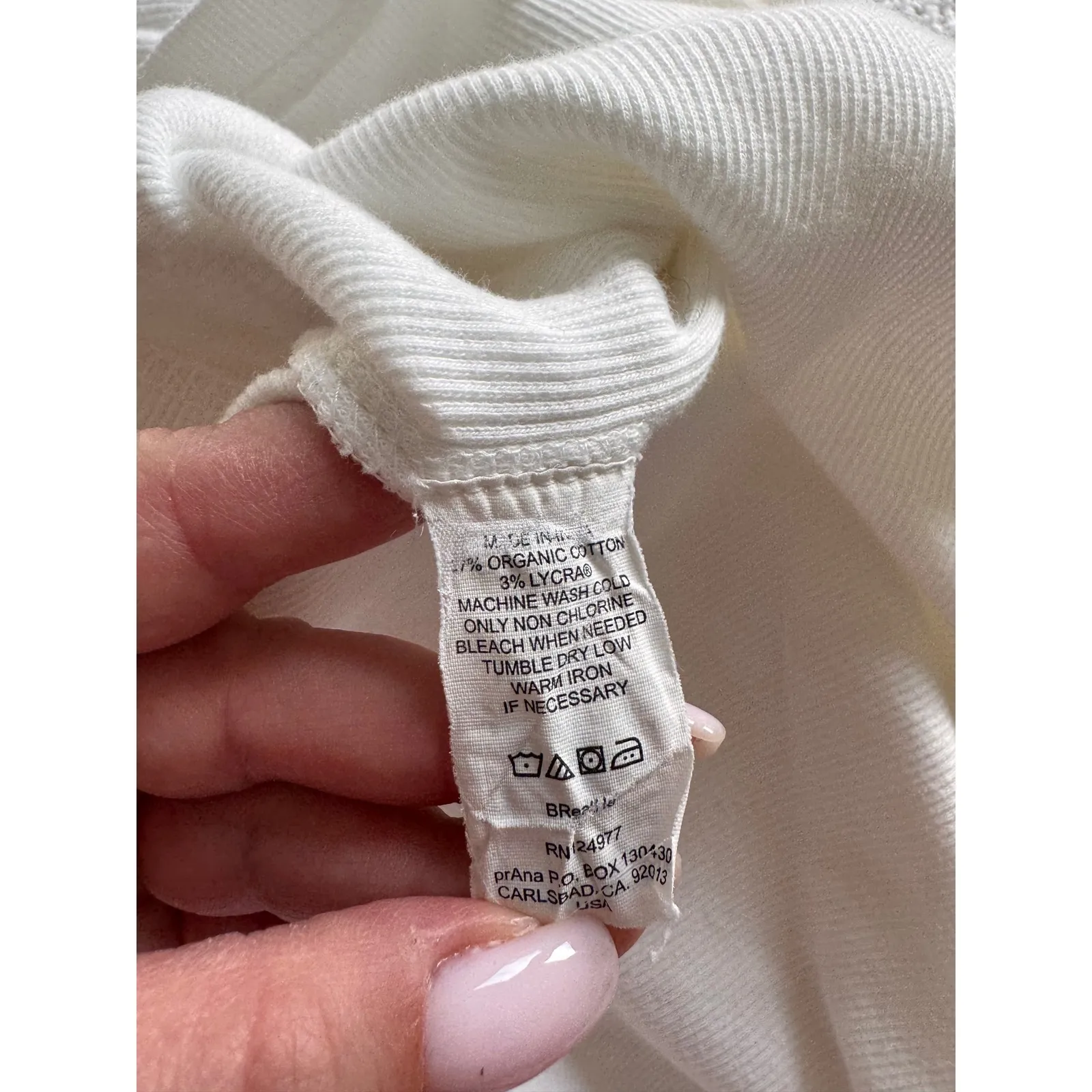 Prana White Knit Crochet Trim‎ V-Neck Long Sleeve Casual Top Womens XL Hiking - Image 8