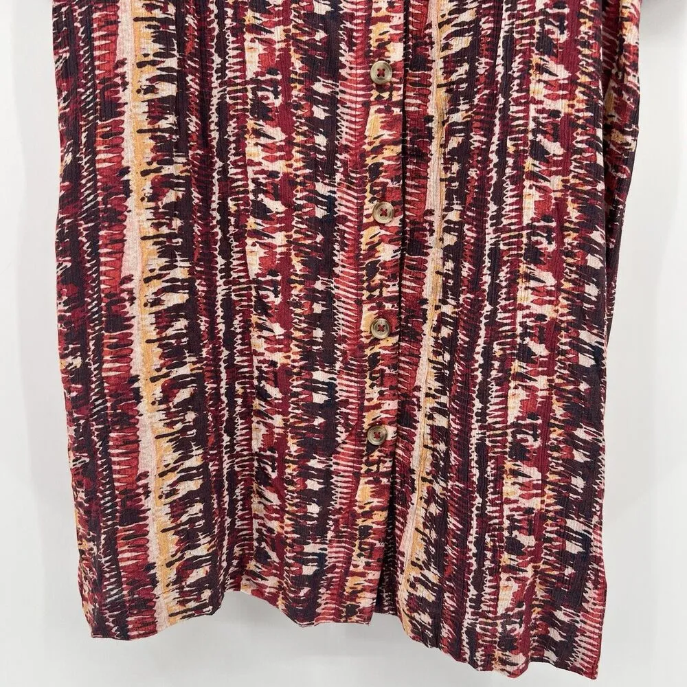 Garnet Hill Jardin‎ Crepe Dress Firesmoke Stripe A-line 3/4 Sleeves Size Small - Image 5