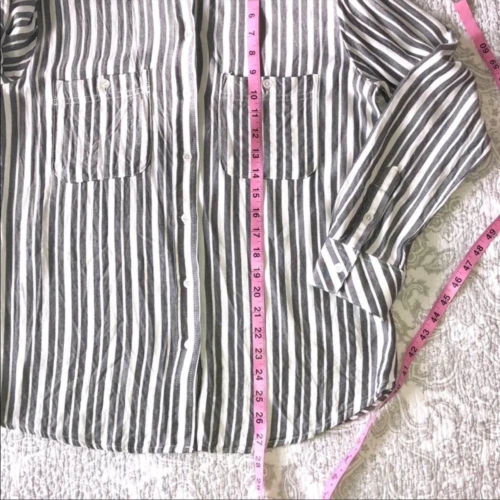 Sanctuary Striped Tomboy Button Down Shirt Medium - Image 5