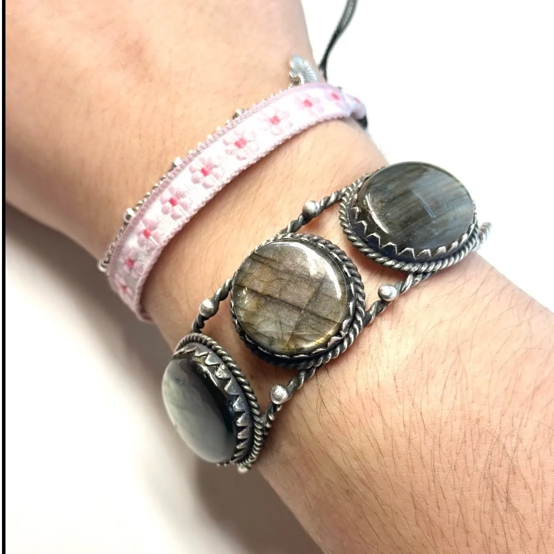 Labradorite Silver Tone Cuff Bracelet - Image 3