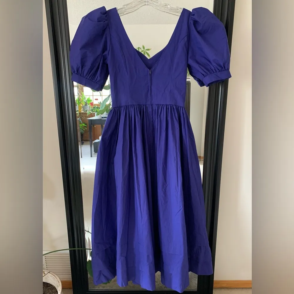 LAURA ASHLEY Vintage 80’s Purple Blue Puff Sleeve Dress - Image 3