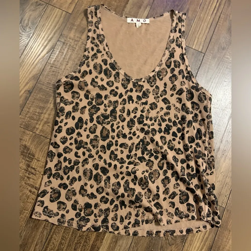 AMO denim leopard tan tank classic designer revolve v neck sold out rare spring - Image 3
