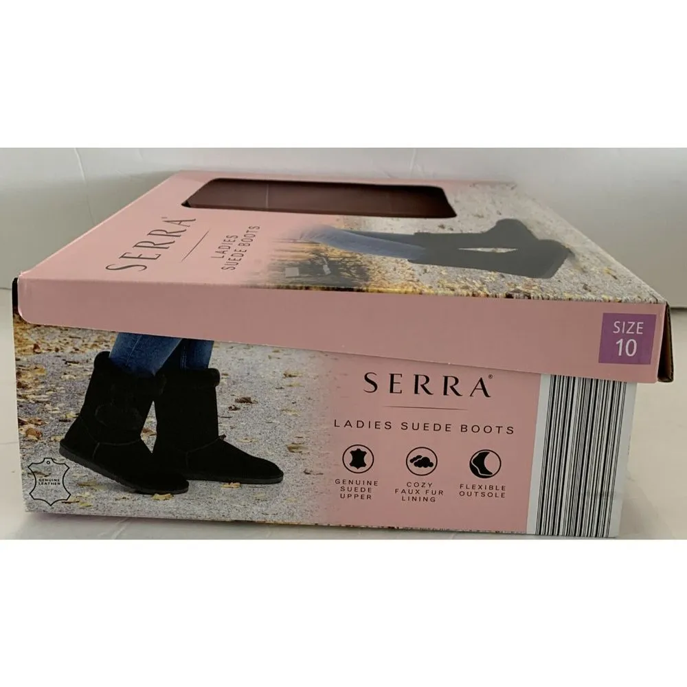 Serra boots Black 10 New NWB Suede Leather Upper Faux Fur Lining Comfortable - Image 5
