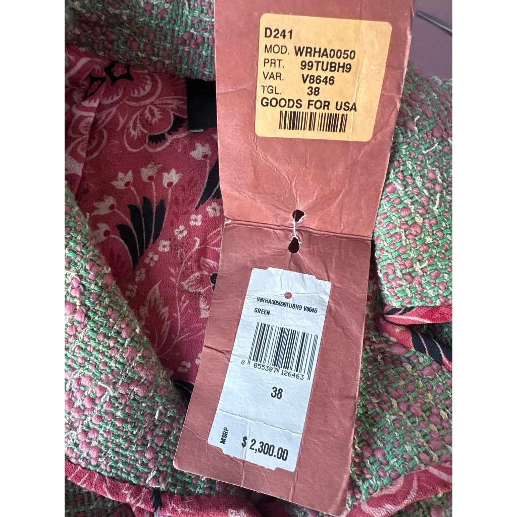 Etro Collared Shirt Dress in Green Pink 38 New Womens Tweed Boucle Mini Size undefined - Image 10