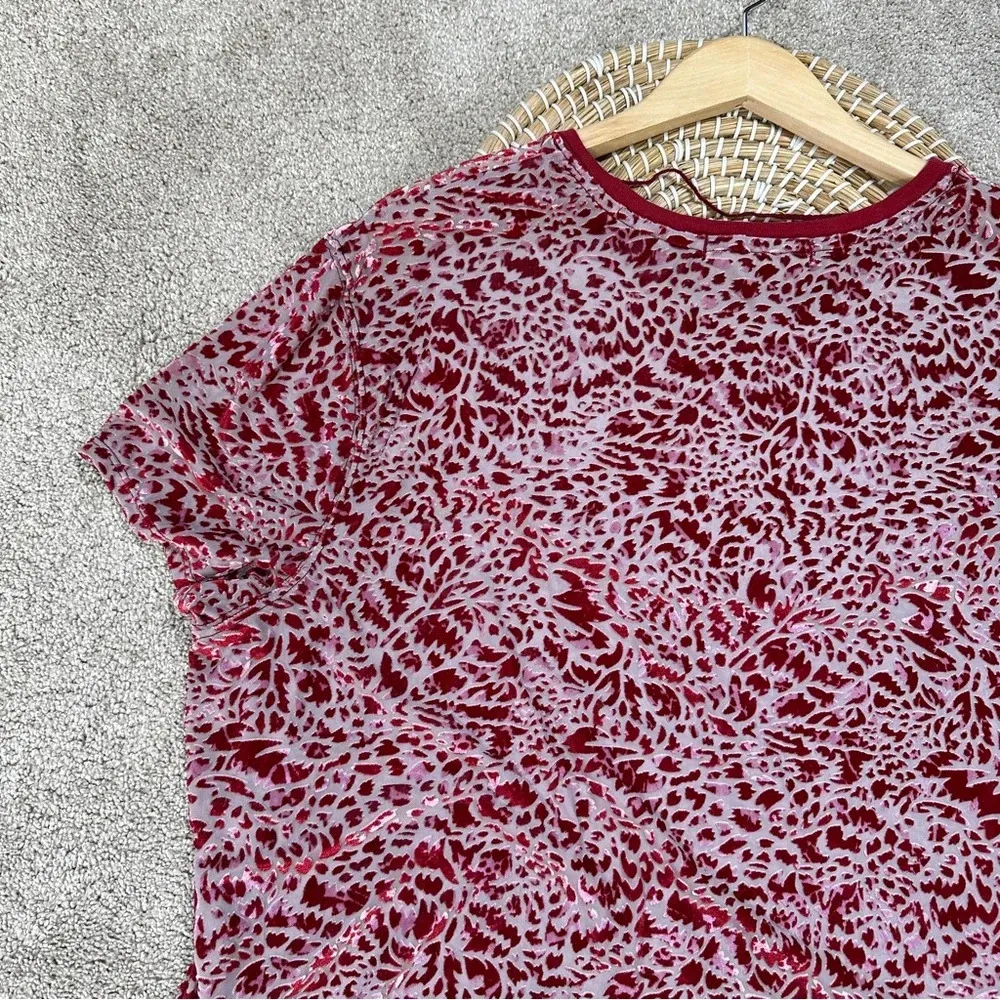 Free People We The Free Teddy Red Velvet Burnout Short Sleeve Shirt Boxy M - Image 8