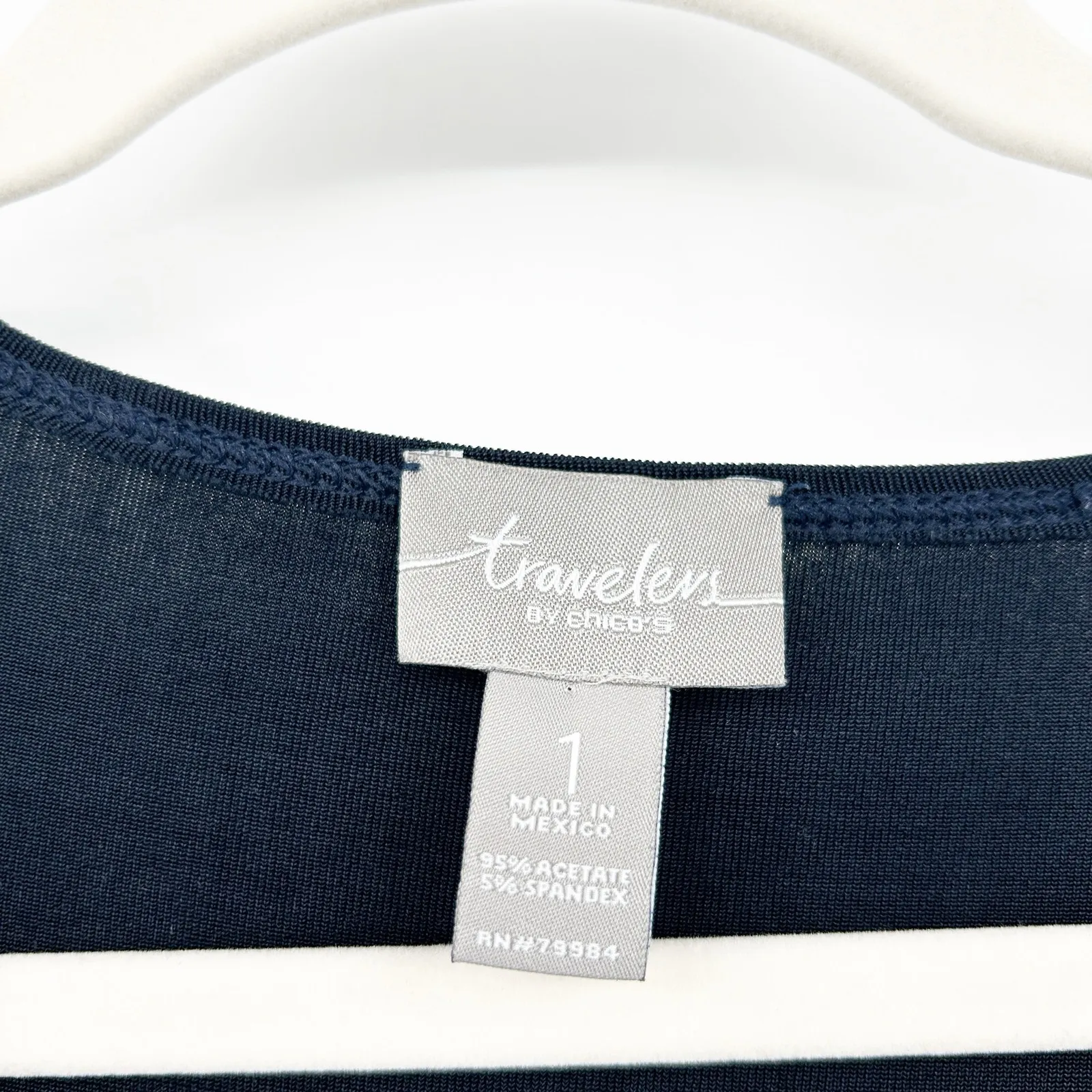 Chicos Travelers Womens Slinky Knit Asymmetrical Hem Long‎ Sleeve Top Size 1 M - Image 2