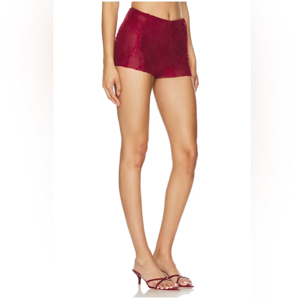 NWT Somebodee x REVOLVE Paloma Shorts in Wine Red, size M Red Size M - Image 2