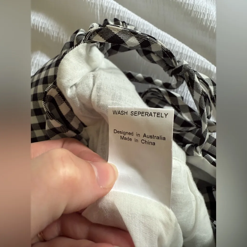 NWT Showpo Little Liar Jumpsuit in Black Check Gingham Print Strappy Size US 6 - Image 9