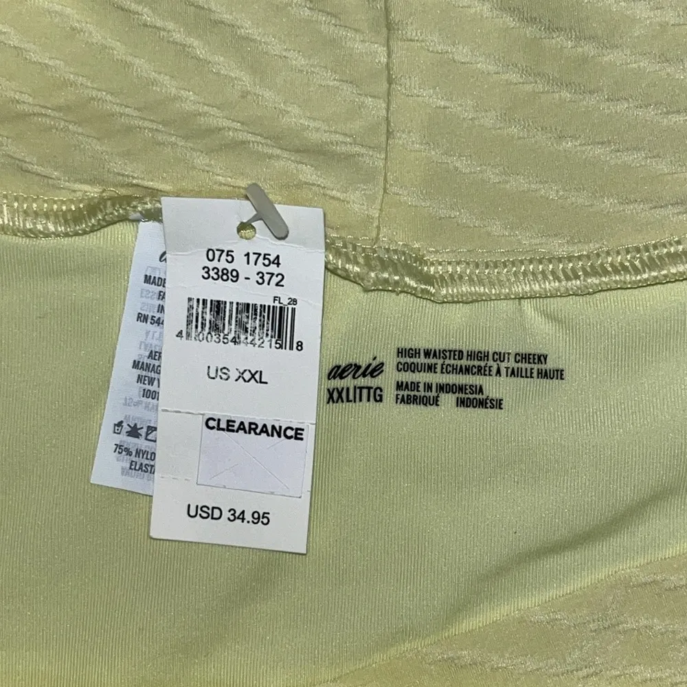 Aerie NWT Sz XXL Yellow High Waisted High Cut Cheeky Bathing Suit Bikini Bottoms - Image 3