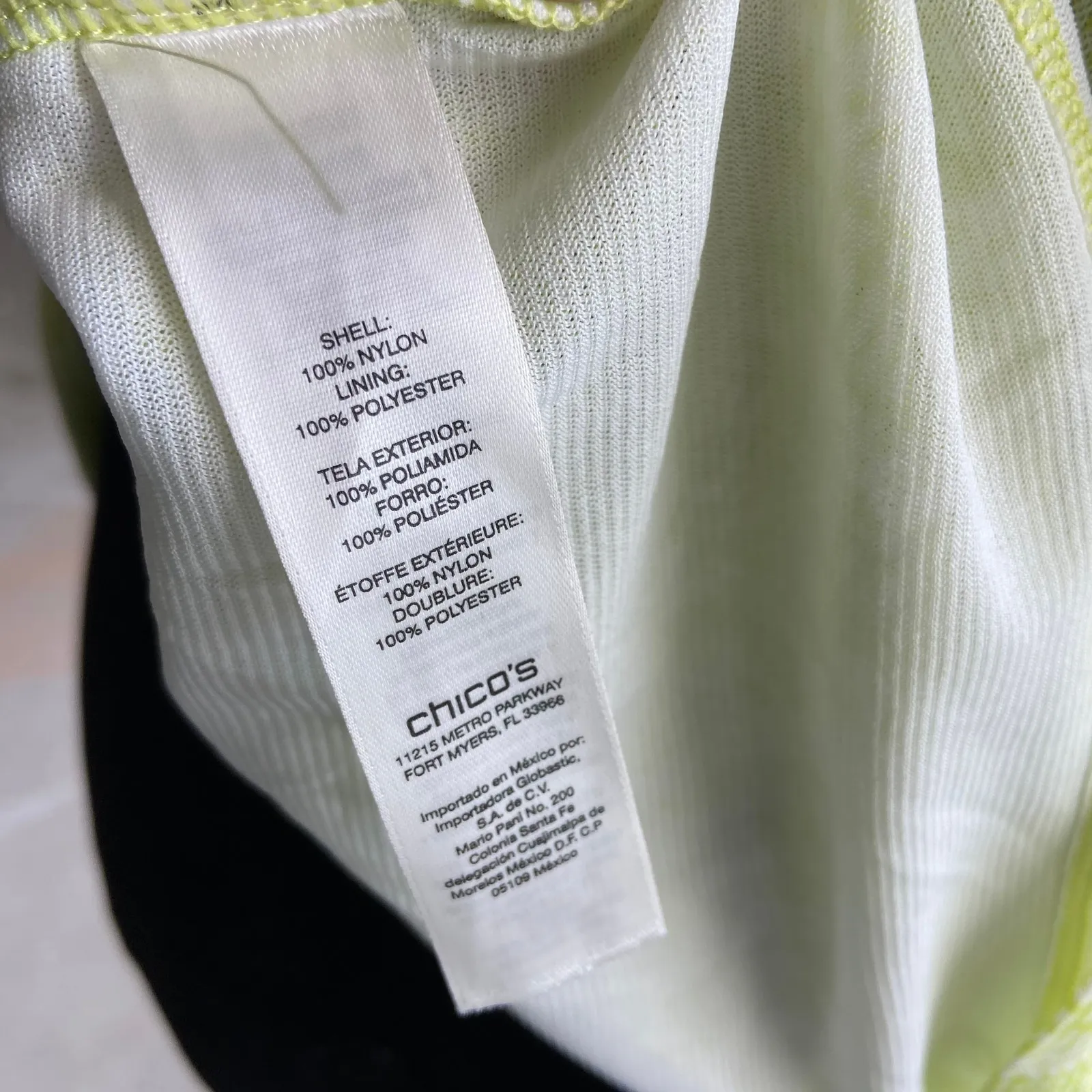 Chico's‎ Womens Tank Top Sz 2 L 12 Lime Green White Tiered Mesh Print Chartreuse - Image 6