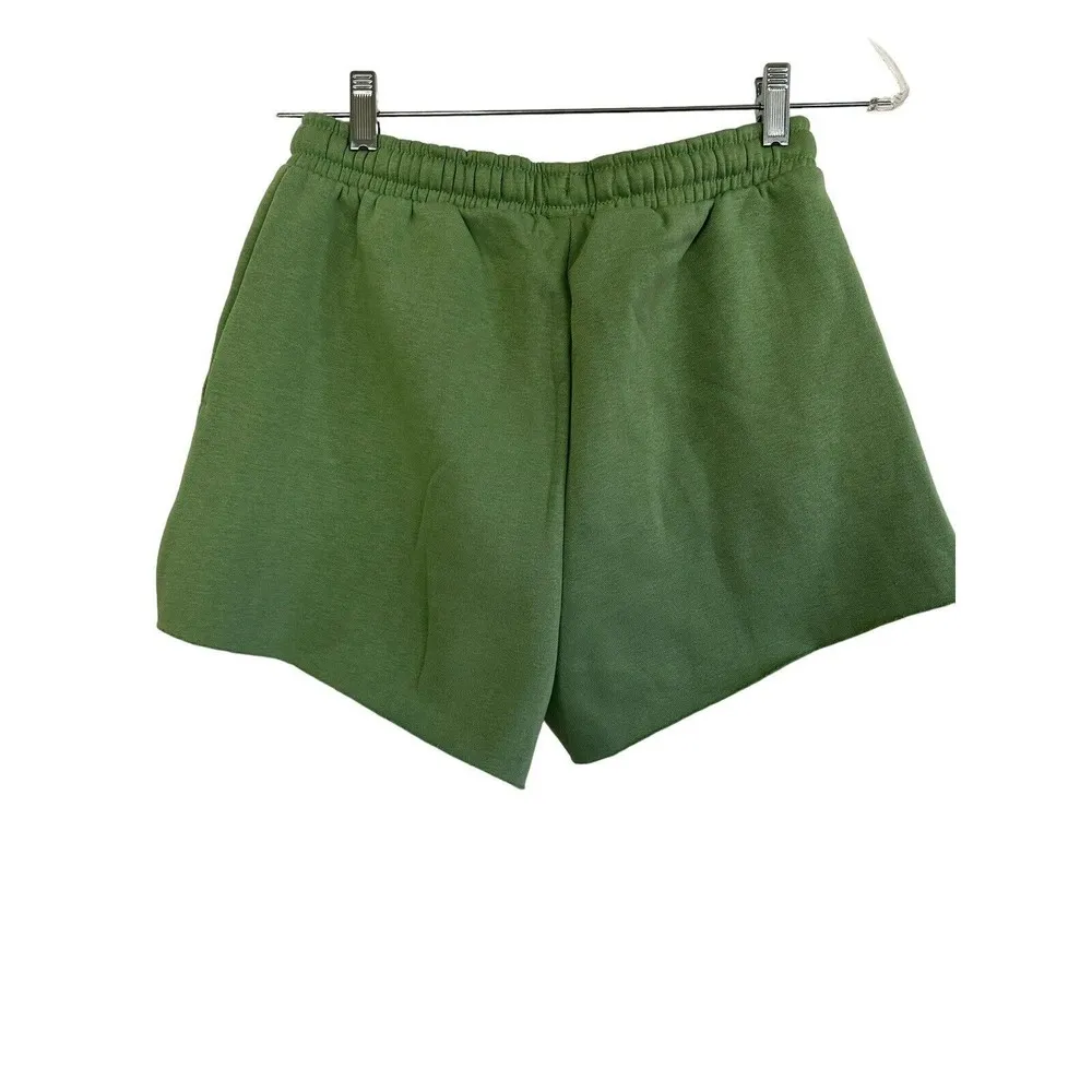 WeWoreWhat Pull On Shorts Sz S Green Drawstring Waist Fleece Lined Sweat Short - Image 4