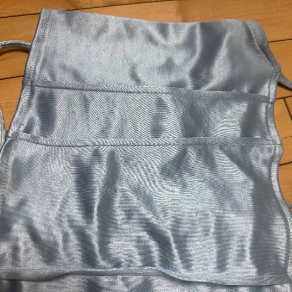 H&M Divided Satin Corset Lace Up Cropped Top Light Blue Size Small - Image 6