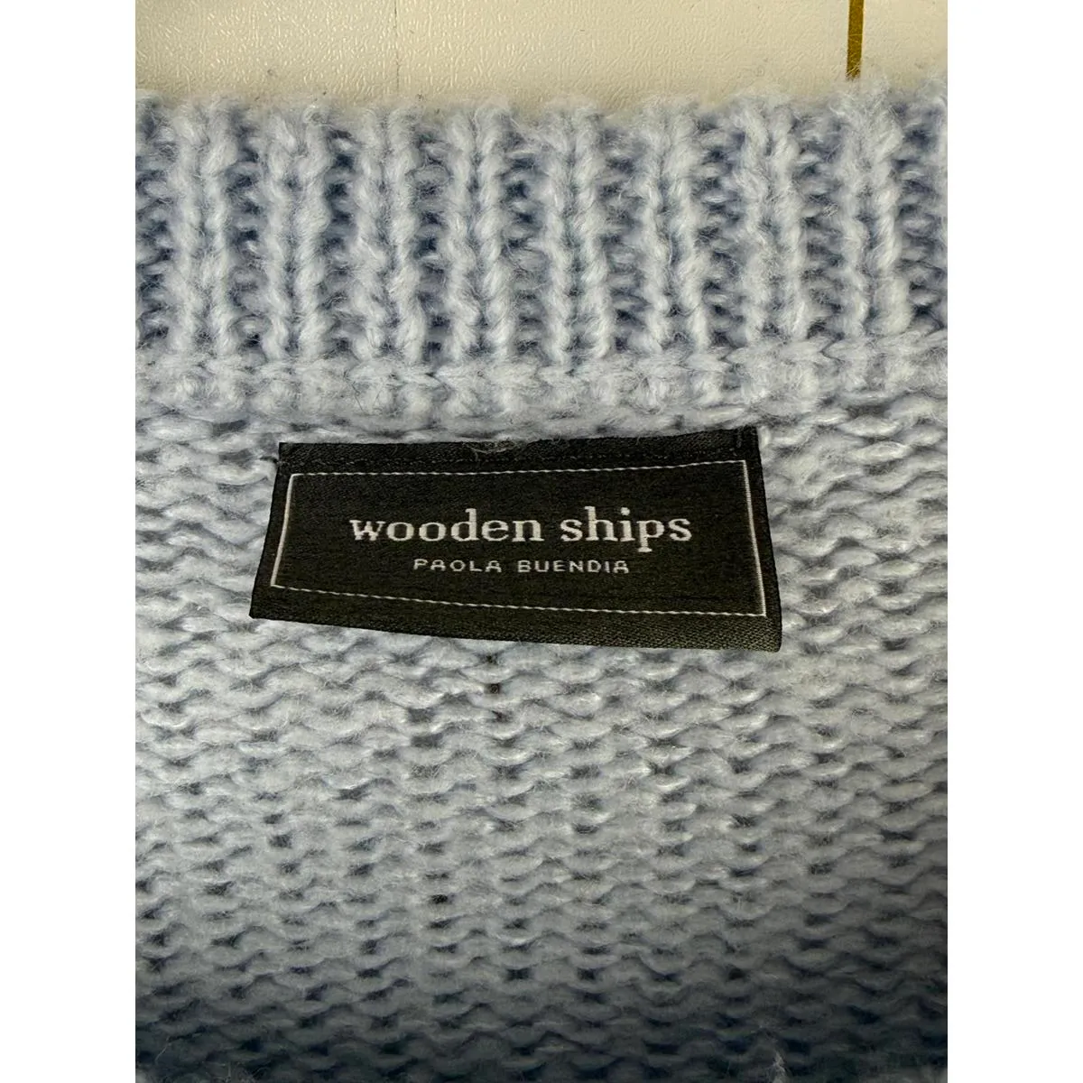 Wooden Ships Chunky Wool Blend Light Blue Hathaway Crew Neck Sweater - Size - XS - Image 5