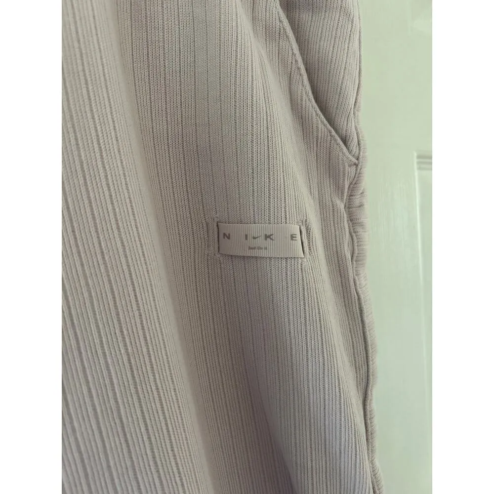 Nike Light Pink Ribbed Pull On Cropped Wide Leg Lounge Pants - Image 3