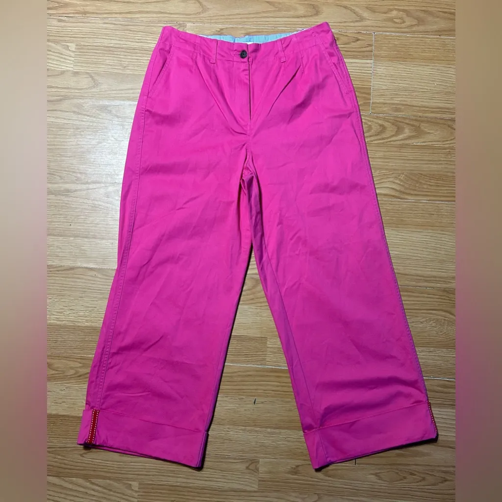 NWOT bright pink Women 8 Crown & Ivy wide-leg, cuffed, cropped chino pants - Image 2