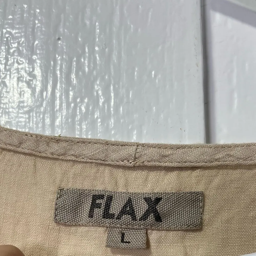 Flax Linen Scoop Neck lagenlook asymmetrical tunic style relaxed fit top  large - Image 3