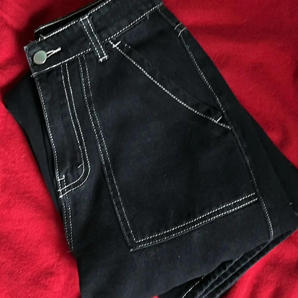 SHEIN Women’s Black Carpenter Utility Denim Jean Pants with Contrast Stitching - Image 8