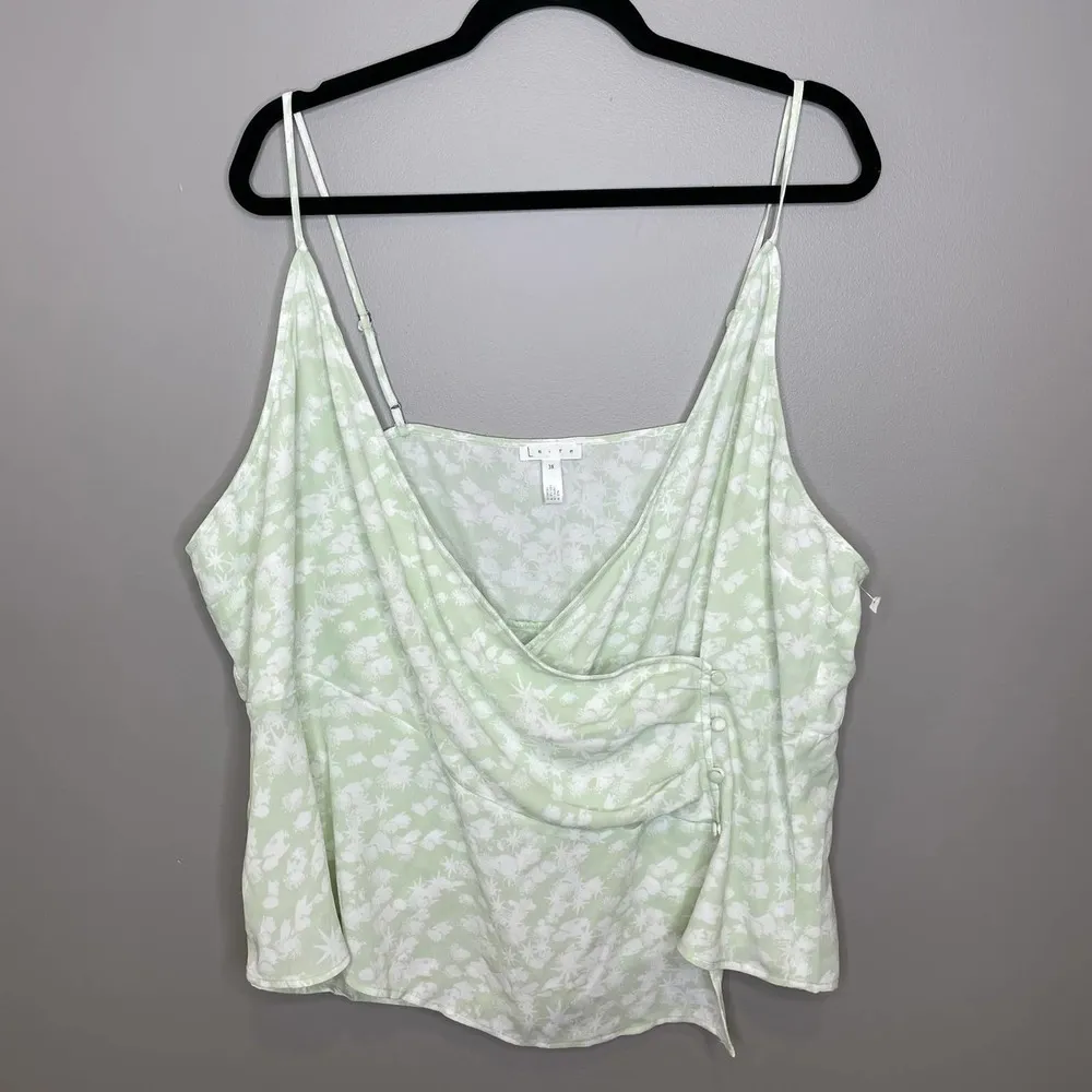 NWOT Nordstrom Leith Green White Floral Print Wrap Plus Size Camisole Blouse 3X - Image 3