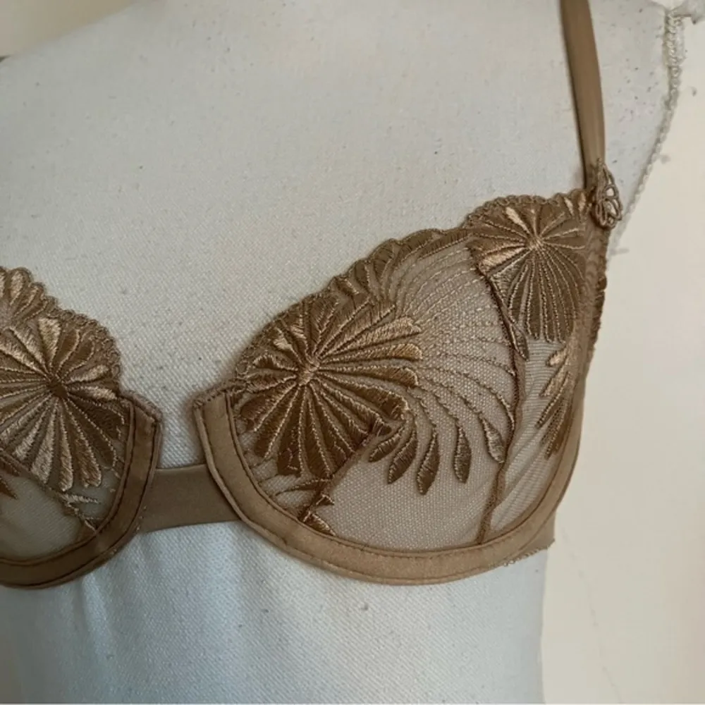Wacoal • Tan Unlined Embroidered Mesh Bra - Image 52