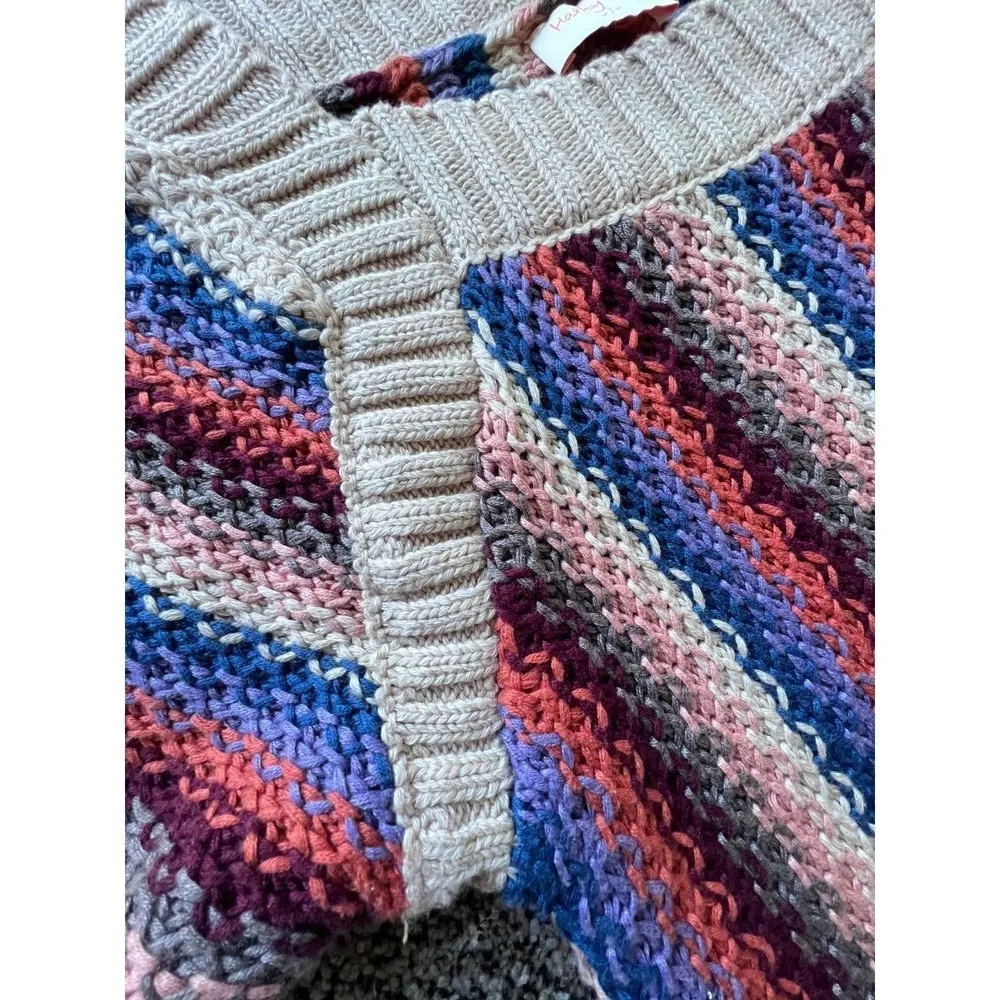 Hailey &‎ co Womens embroidered crochet knit bohemian blouse crop top size S. Blue - Image 6