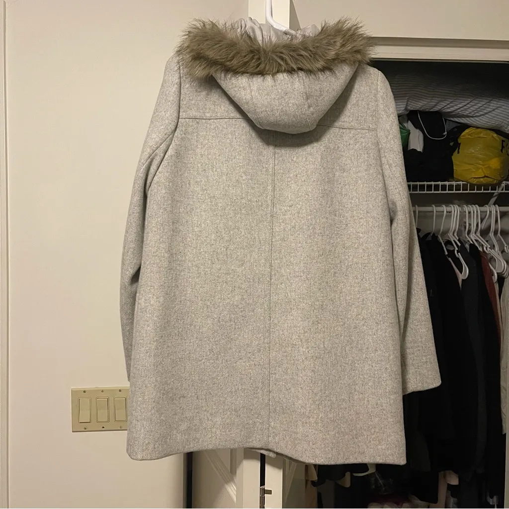 J. Crew Light Gray Heather Dusk Vail Parka Coat with Faux Fur Trim size 4 - Image 6