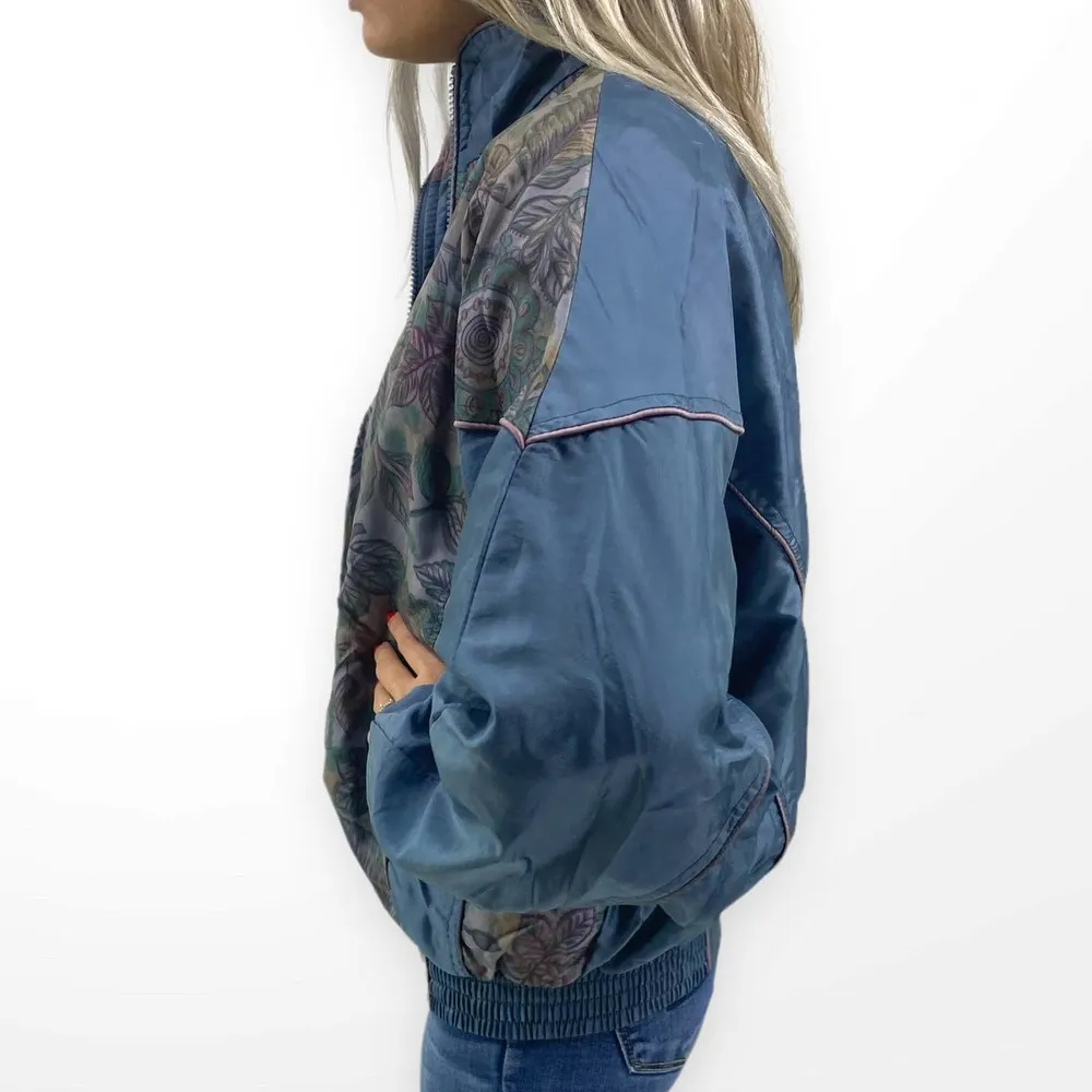 80s ENERGY ZONE Blue Floral Lightweight Windbreaker - Image 3