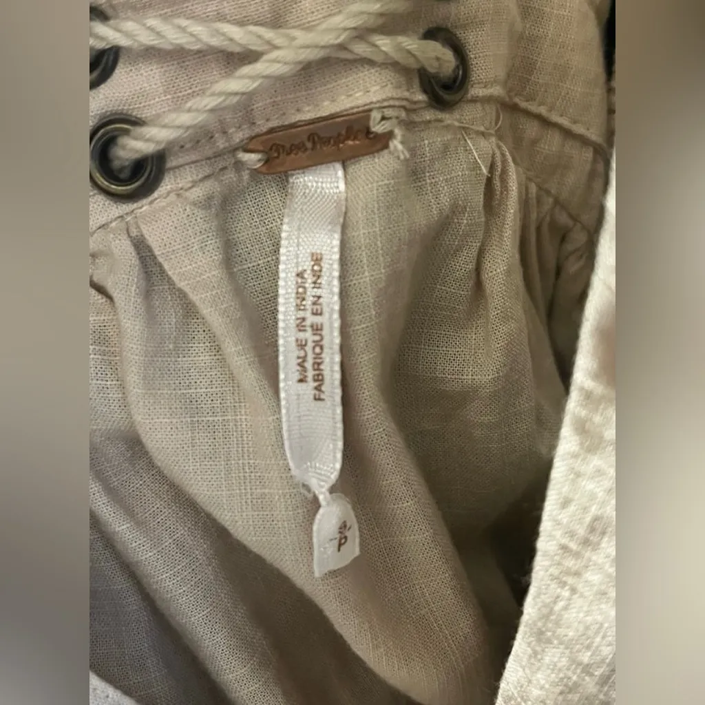 FREE PEOPLE Batiste Kashmir Embroidered Biscotti Strappy Tent Dress Size Small - Image 5