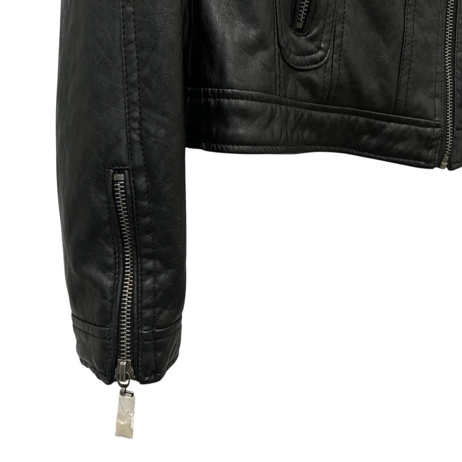 J2 Women's Faux Leather Jacket Black Moto Biker Zipper Long Sleeve Size Medium* - Image 5