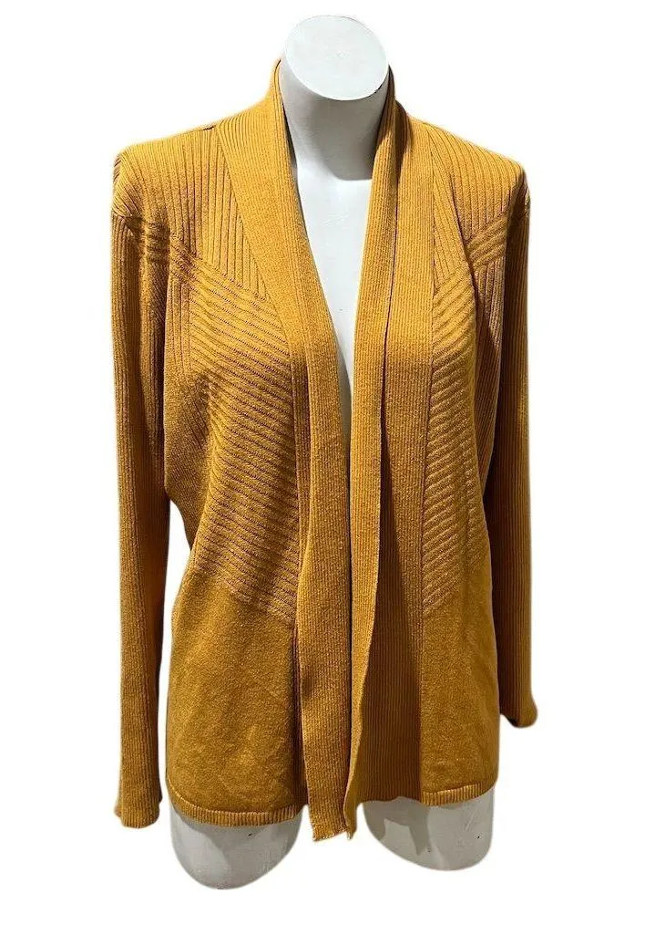 89th & Madison Women's M Yellow Knit Cardigan Long Sleeve Sweater Size M - Image 1