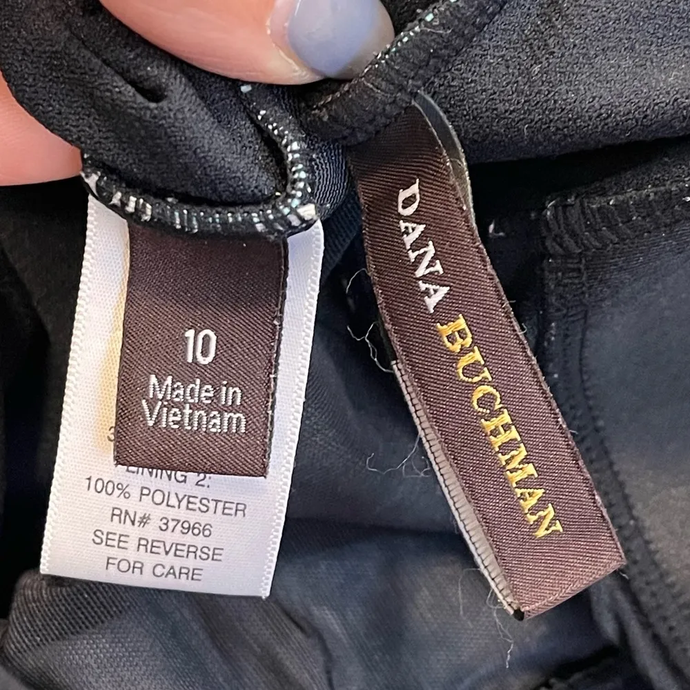 Dana Buchman Swimsuit Black One Piece Hawaiian Floral Animal Print 10 - Image 3