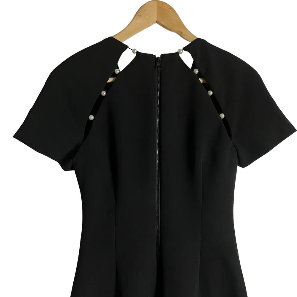 Kristiana Pearl Embellished Fitted Black Sheath Mini Dress Size 2 - Image 6