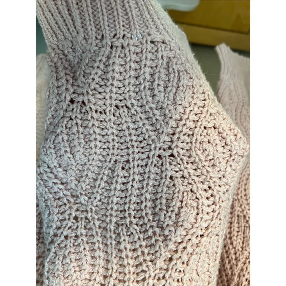 Universal Thread Pink Crochet Loose Knit Open Front Cardigan XS - Image 7