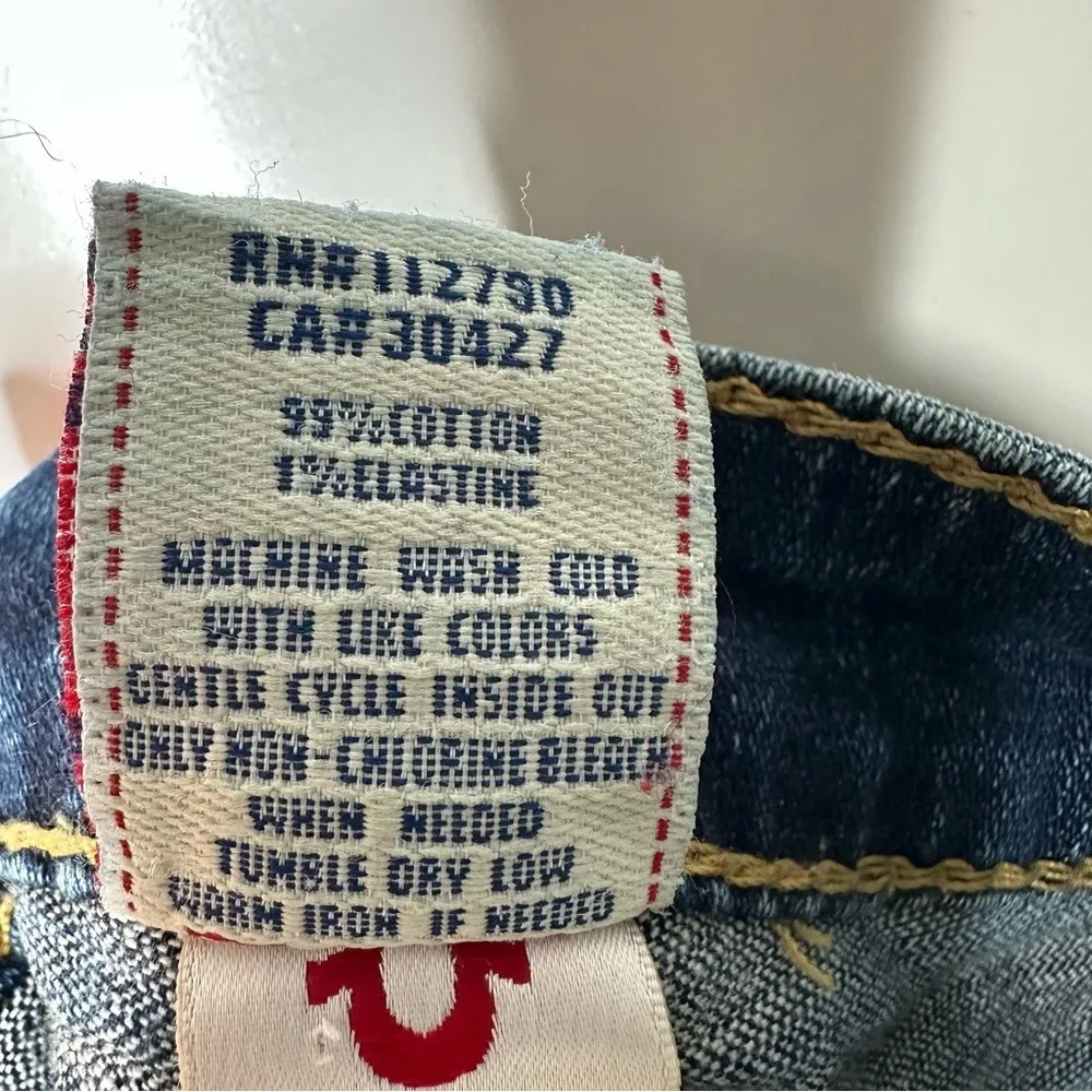 True Religion Joey Big T Gold Disco Flap Pocket Low Rise Flare Jeans Size 27 - Image 12