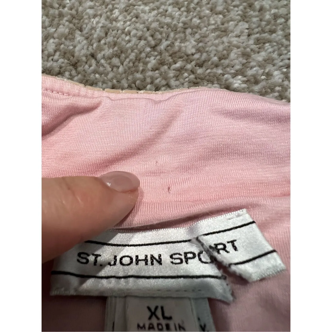 St John Sport women sweatshirt top full zip pockets beige/tan size XL - Image 11