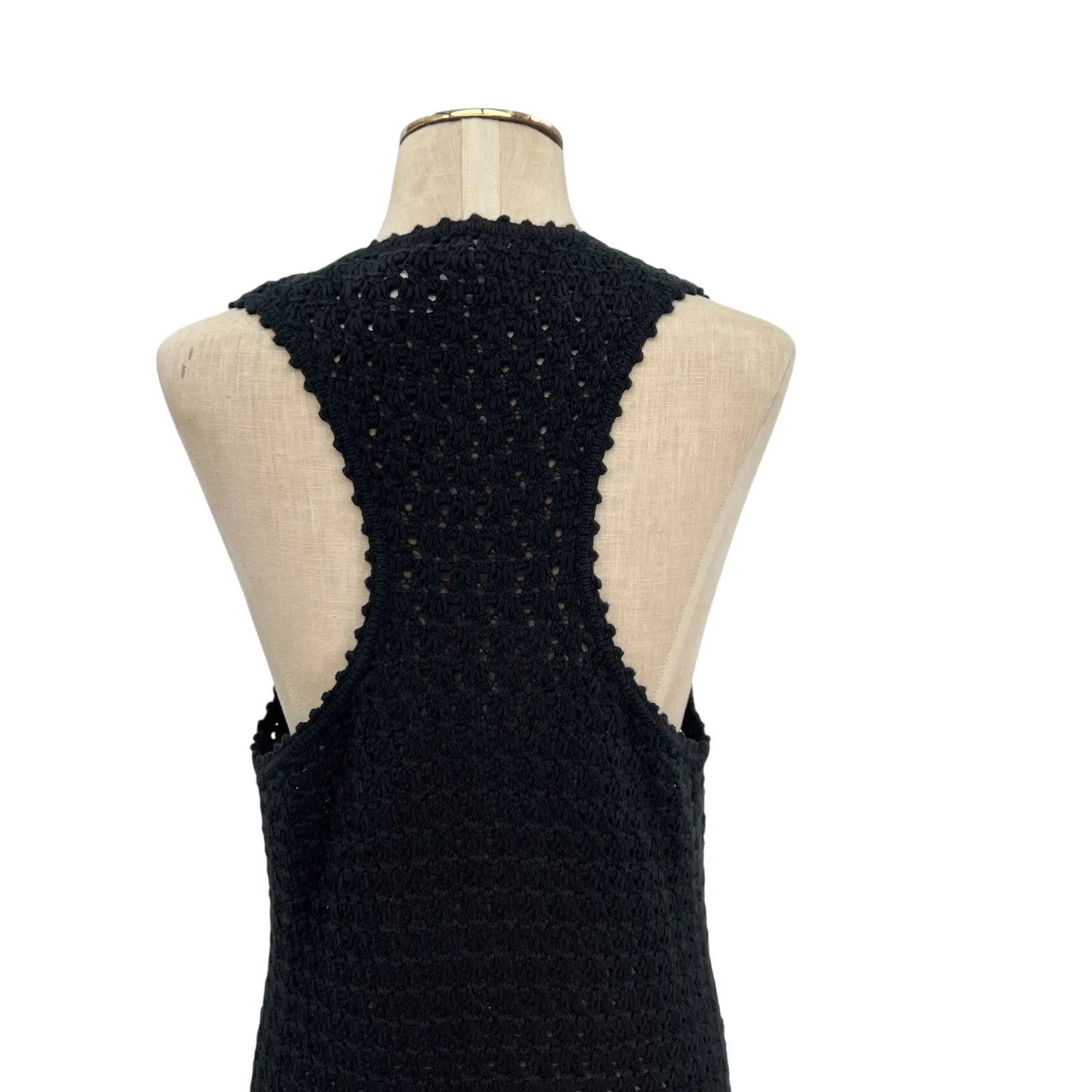 J. Crew Limited Edition Crochet Maxi Sweater Dress Black Size Large‎ - Image 9