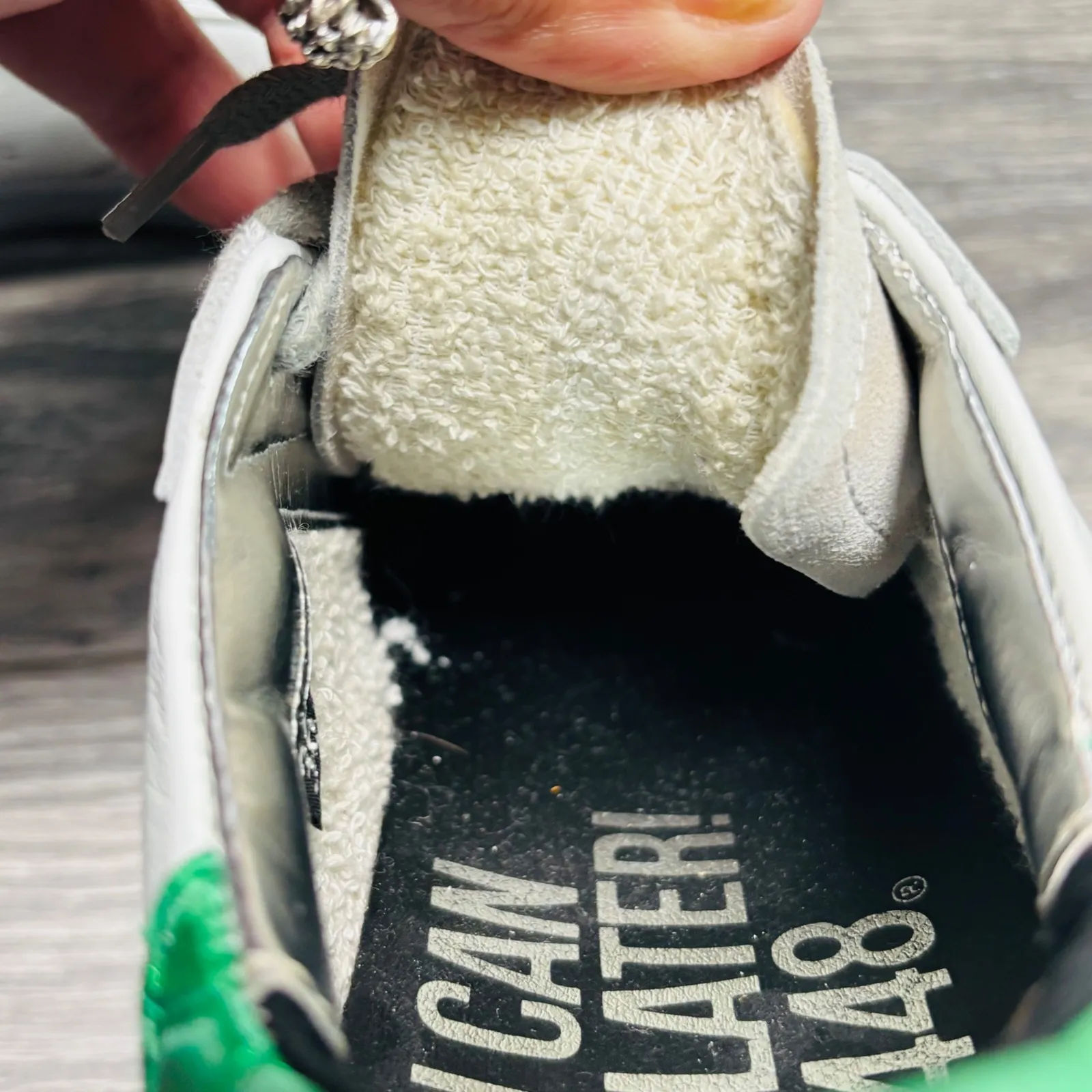 P448 John White Leather Suede Green Croc Sneaker Women EU36 US 6-6.5 - Image 11