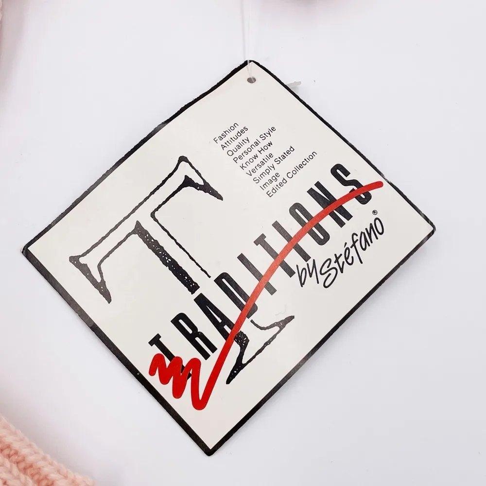 Vintage 80s Traditions by Stefano Pastel Pink Floral Sweater Cottagecore NWT Size L - Image 6