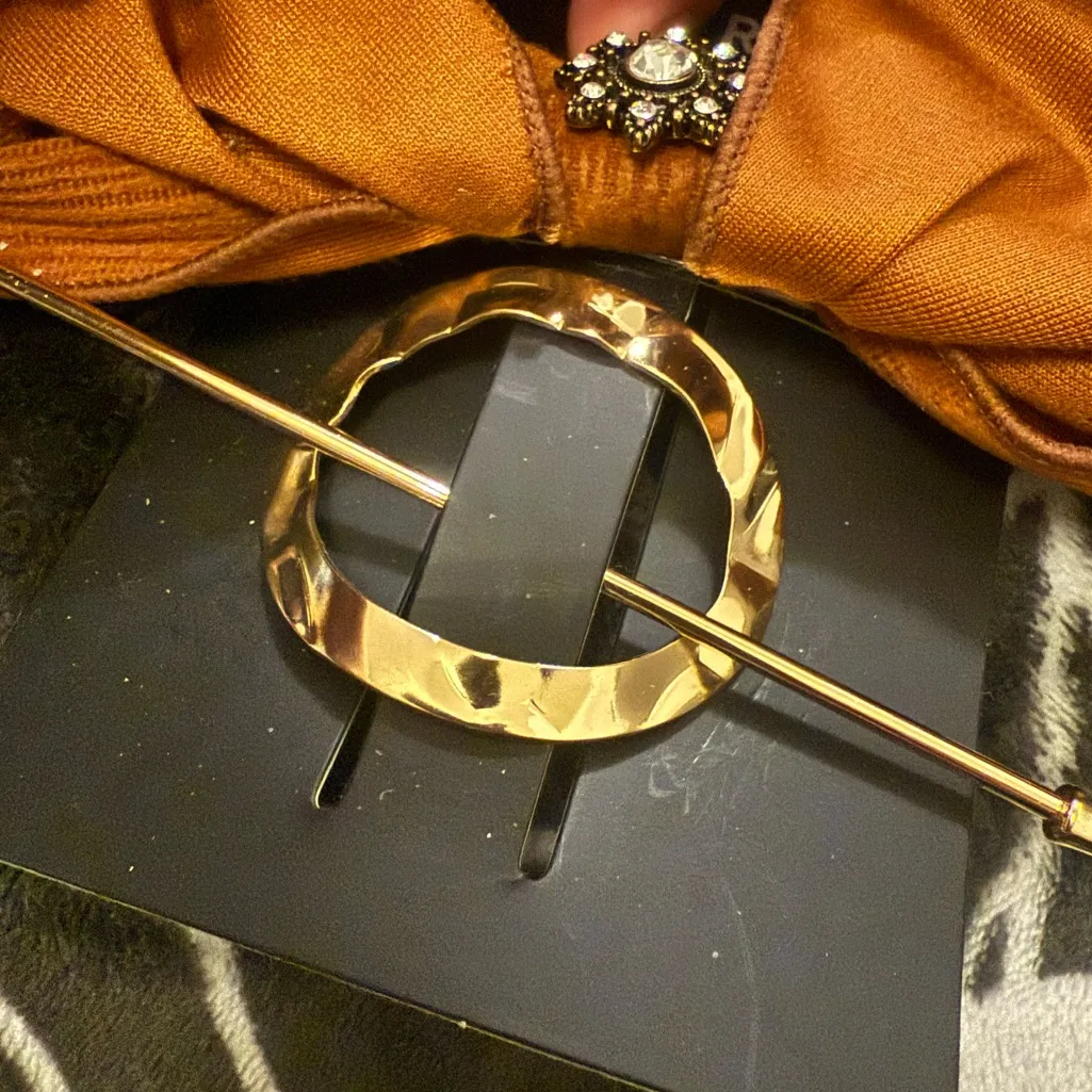 Torrid Fall Autumn Brown Bow Barrette & Gold Hammered Hair Pin Accessory Set - Image 7